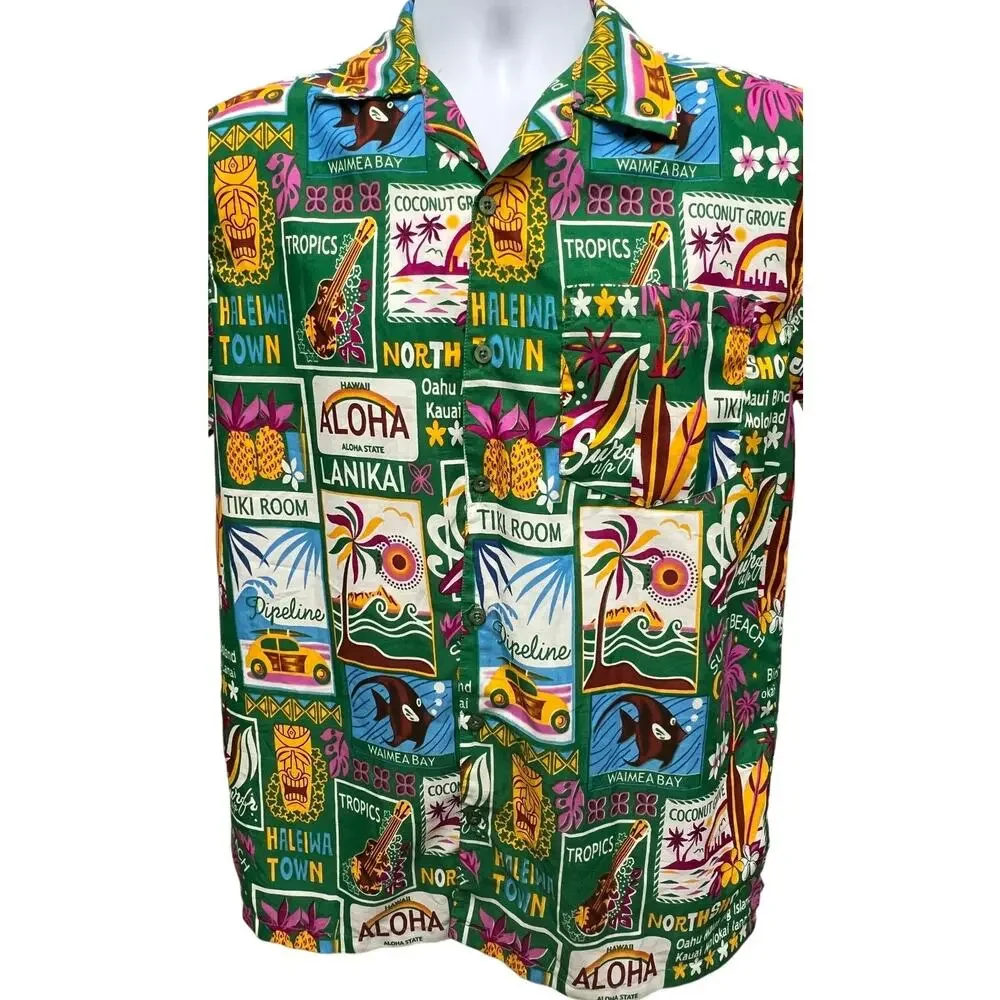 Vintage Waikiki Creations Shirt Mens S Hawaiian Aloha Vacation Button Up PRINT - Picture 2 of 4